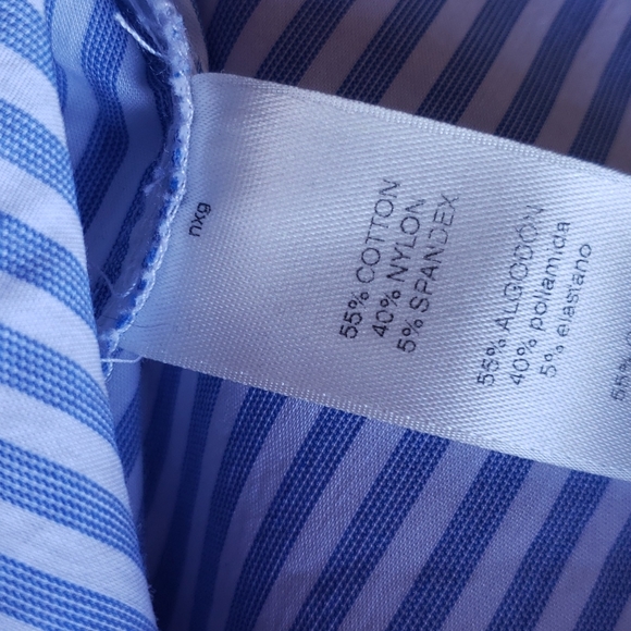 CHICO'S Panama Striped Portrait Shirt Blue White sz S/4 Women's Casual Top - Picture 9 of 14